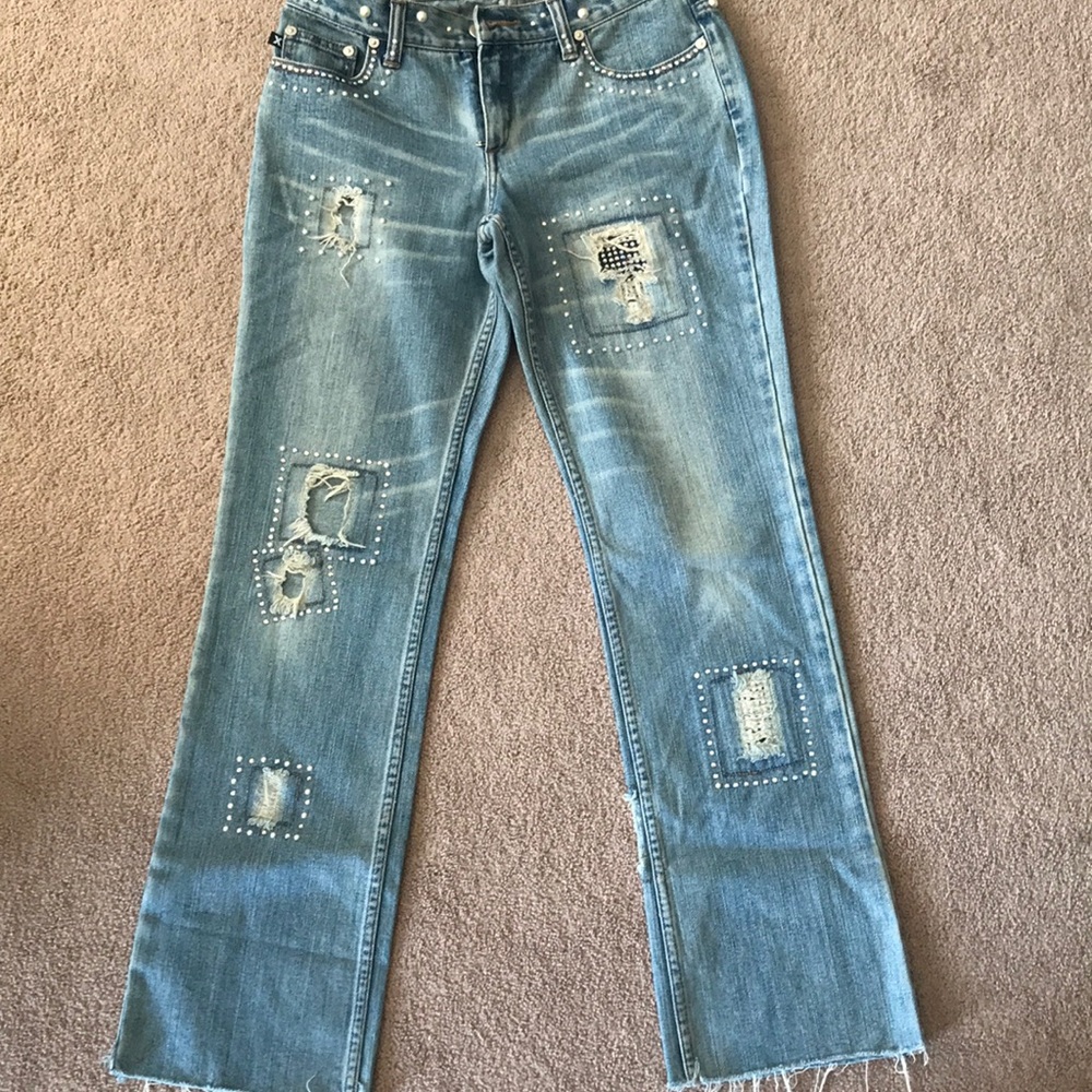 Express One of a kind distressed jeans size 3/4